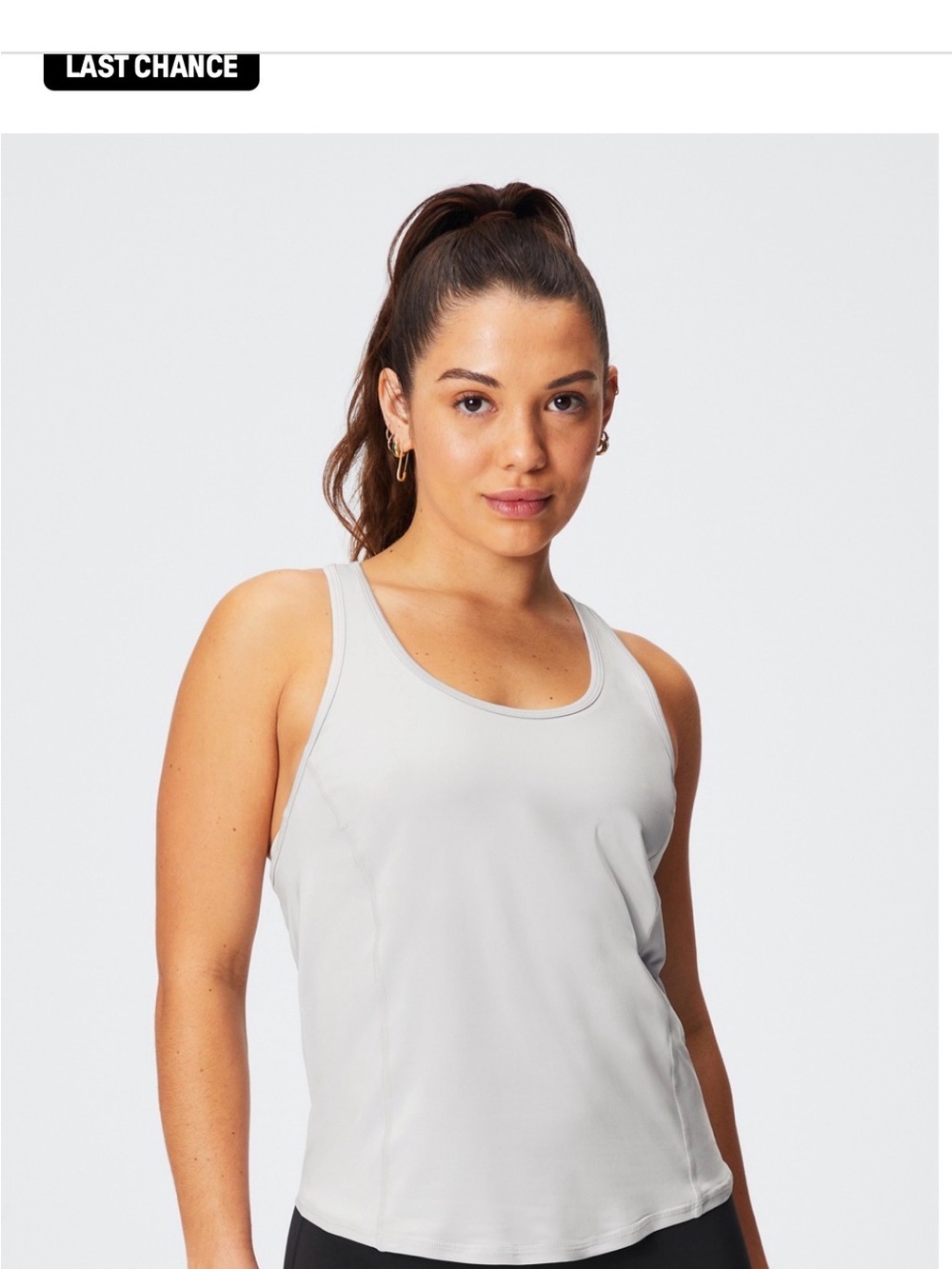 Fabletics Light Gray Scoop-Neck Performance Tank